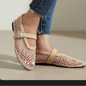 Muse Tan Mesh Women's Flats with Buckle size9.5 #24